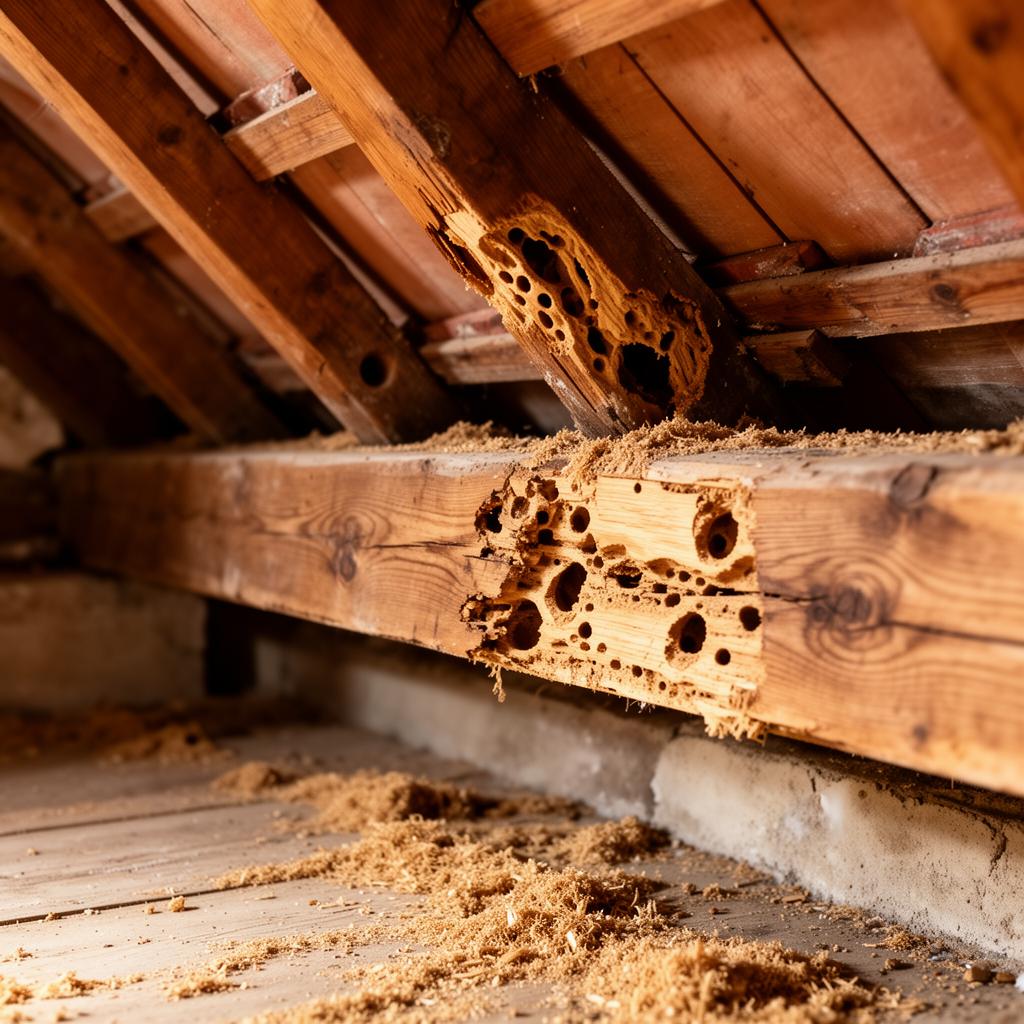 Les ennemis de votre charpente : termites, capricornes et mérules