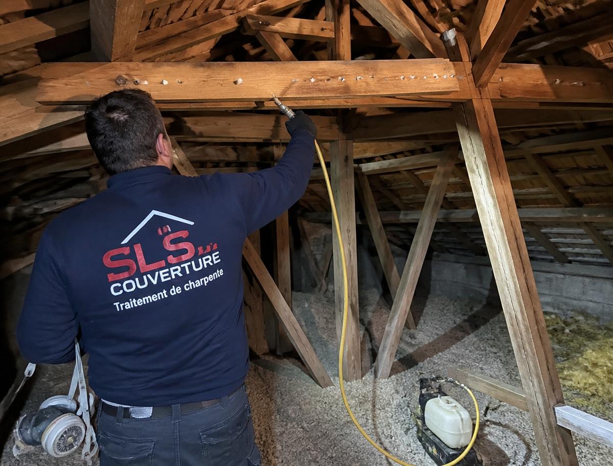 Traitement préventif d'une charpente en bois à Mourenx par SLS Couverture