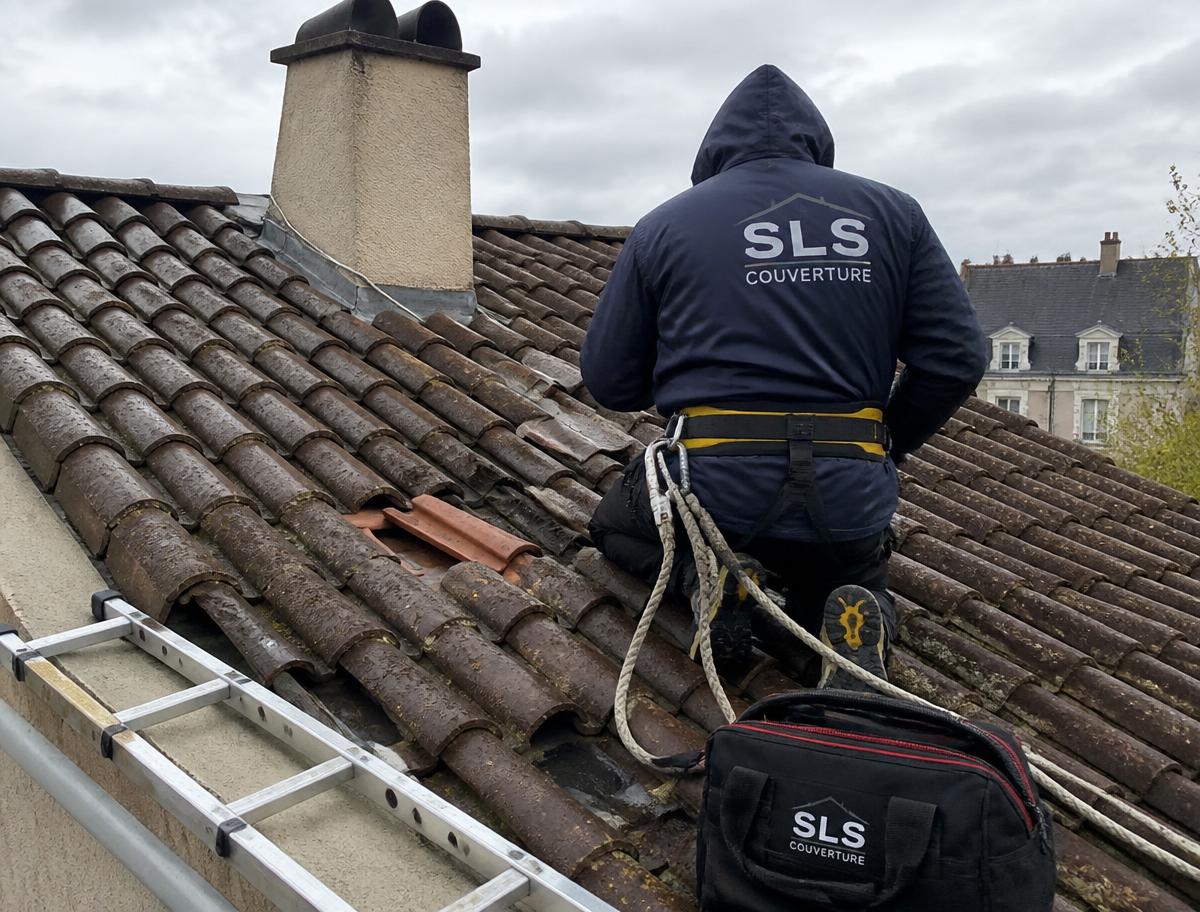 Recherche d'une fuite localisée sur une toiture en tuiles à Pau par SLS Couverture